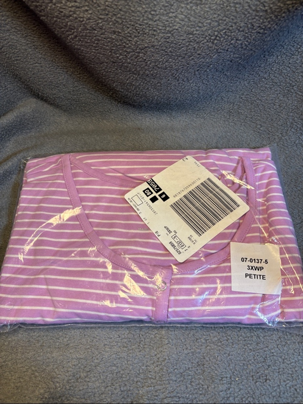 Catherines Lavender & White Striped Short Sleeve Top